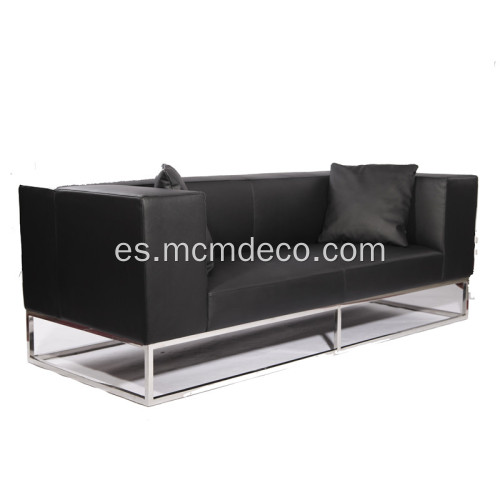 Sofá de cuero moderno con marco de acero inoxidable